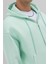 Basic Fermuarlı Oversize Kapüşonlu Sweatshirt Mint 3