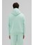 Basic Fermuarlı Oversize Kapüşonlu Sweatshirt Mint 4