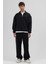 Oversize Fermuarlı Dik Yaka Sweatshirt Siyah 1