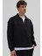 Oversize Fermuarlı Dik Yaka Sweatshirt Siyah 2