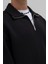 Oversize Fermuarlı Dik Yaka Sweatshirt Siyah 6