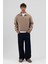 Oversize Fermuarlı Dik Yaka Sweatshirt Vizon 1