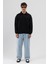 Basic Polo Yaka Sweatshirt Siyah 2