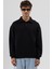 Basic Polo Yaka Sweatshirt Siyah 3