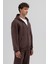 Basic Fermuarlı Oversize Kapüşonlu Sweatshirt Kahve 3
