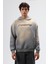 Oversize Baskılı Yıkamalı Hoodie Füme 2