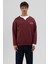 Oversize Bisiklet Yaka Baskılı Sweatshirt Bordo 1