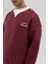 Oversize Bisiklet Yaka Baskılı Sweatshirt Bordo 3