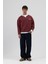 Oversize Bisiklet Yaka Baskılı Sweatshirt Bordo 4