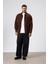 Oversize Gabardin Gömlek Ceket Kahve 1