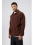 Oversize Gabardin Gömlek Ceket Kahve 3