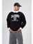 Çift Renk Baskılı Oversize Sweatshirt Siyah 3