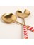 Rampur Çelik - Pirinç Salata Kaşık Seti 8X29X2 cm Altın- Kırmızı 4