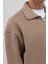 Oversize Fermuarlı Dik Yaka Sweatshirt Vizon 5