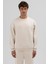 Basic Bisiklet Yaka Oversize Sweatshirt Taş 3
