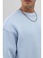 Basic Bisiklet Yaka Oversize Sweatshirt Bebe Mavi 4