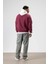 Oversize Baskılı Kapüşonlu Sweatshirt Bordo 4