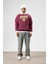 Oversize Baskılı Kapüşonlu Sweatshirt Bordo 5