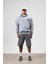 Oversize Yaka Nakış Detaylı Sweatshirt Gri Melanj 1
