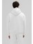 Basic Fermuarlı Oversize Kapüşonlu Sweatshirt Ekru 5