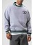 Oversize Yaka Nakış Detaylı Sweatshirt Gri Melanj 4