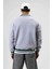 Oversize Yaka Nakış Detaylı Sweatshirt Gri Melanj 5