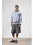 Oversize Yaka Nakış Detaylı Sweatshirt Gri Melanj 6