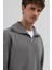 Basic Fermuarlı Dik Yaka Sweatshirt Füme 2