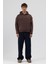 Basic Kapüşonlu Boxy Fit Sweatshirt Kahve 2