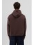 Basic Kapüşonlu Boxy Fit Sweatshirt Kahve 6