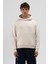 Basic Kapüşonlu Boxy Fit Sweatshirt Taş 3