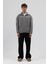 Basic Fermuarlı Dik Yaka Sweatshirt Füme 5