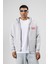 Oversize Fermuarlı Kapüşonlu Sweatshirt Açık Gri 5