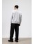 Oversize Fermuarlı Yaka Sweatshirt Açık Gri 6
