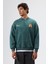 Oversize Bisiklet Yaka Baskılı Sweatshirt Nefti 3
