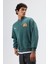 Oversize Bisiklet Yaka Baskılı Sweatshirt Nefti 4