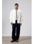 Oversize Gabardin Gömlek Ceket Beyaz 1