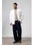 Oversize Gabardin Gömlek Ceket Beyaz 5