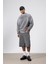 Yıkamalı Oversize Baskılı Sweatshirt Füme 2