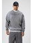 Yıkamalı Oversize Baskılı Sweatshirt Füme 3