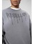 Yıkamalı Oversize Baskılı Sweatshirt Füme 4