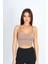 Crop Fit Sütlü Kahverengi Askılı Spor Bra 1