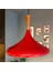 45 cm Çaplı Xl Kırmızı Büyük Huni Ahşap Başlık Avize Tekli Sarkıt Restoran Salon Mutfak 5
