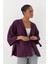 Triko Görünümlü Örme Kimono Bordo 2