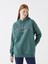 Xsıde Yeşil Baskılı Oversize Kadın Kalın Hoodie 3