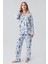 Termal Uzun Kollu Düğmeli Desenli Esnek Yumuşak Dokulu Pijama Takım 18222 1