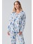 Termal Uzun Kollu Düğmeli Desenli Esnek Yumuşak Dokulu Pijama Takım 18222 3