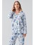 Termal Uzun Kollu Düğmeli Desenli Esnek Yumuşak Dokulu Pijama Takım 18222 4