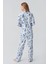 Termal Uzun Kollu Düğmeli Desenli Esnek Yumuşak Dokulu Pijama Takım 18222 5