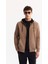 Erkek Açık Kahverengi Kapüşonlu 3 İplik Şardonlu Fermuarlı Regular Fit Sweatshirt E001019 13